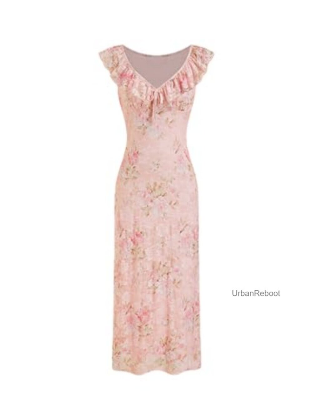Floral Ruffle Cocktail Dress V-Neck Maxi Wedding Guest Summer Formal